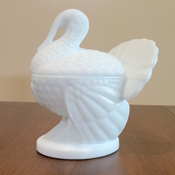 Vintage Martha Stewart by LE Smith Milk Glass Turkey Covered Candy Dish 1989 - Picture 6 of 12